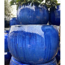 Pot boule bleu (Diam 40 Ht 33)